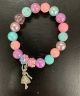 Pastel Beaded Stretch Bracelet with Ballerina Charm