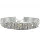 4 Row Adjustable Rhinestone Choker Necklace Clear Crystal Silver