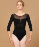 Bloch Women's Waist Embroidered Trim 3/4 Sleeve Low Back Leotard L5516