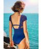 So Danca Women's V Neck Cap Sleeve Leotard with Mesh and Floral Overlay RDE1961